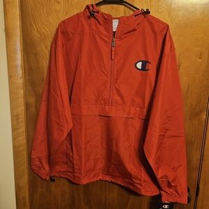 Champion Red Packable Windbreaker Jacket Half-Zip Size M New With Tags